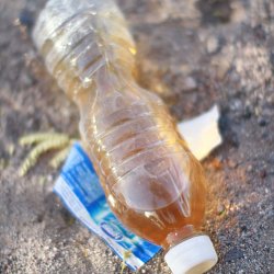 A bottle of urine found along a migrant trail (photo by Marc Silver)