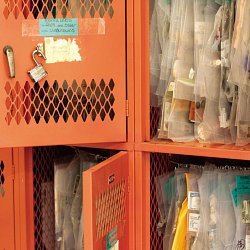 The storage locker of migrants' possessions (photo by Marc Silver)